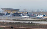 Illustrative: Airplanes are seen at Ben Gurion International Airport, near Tel Aviv, on August 24, 2026. (Yossi Aloni/FLASH90)