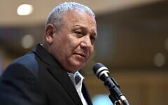 Gadi Eisenkot, leader of the Yashar party and a former IDF chief of staff, speaks during an election campaign rally in Nordiya, August 31, 2026. (Gili Yaari/Flash90)