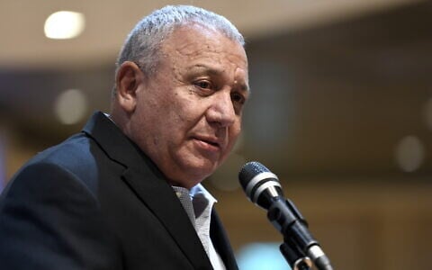 Gadi Eisenkot, leader of Yashar party and a former IDF chief of staff, speaks during an election campaign rally in Nordiya, Israel, August 31, 2026. (Gili Yaari/Flash90)