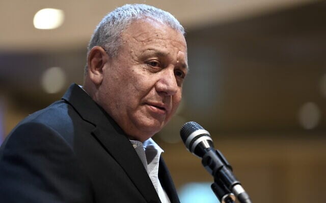 Gadi Eisenkot, leader of Yashar party and a former IDF chief of staff, speaks during an election campaign rally in Nordiya, Israel, August 31, 2026. (Gili Yaari/Flash90)