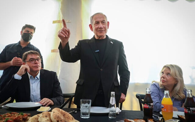 Prime Minister Benjamin Netanyahu and his wife, Sara Netanyahu, visit a restaurant in the northern city of Safed, September 9, 2026. (David Cohen/Flash90) Prime Minister Benjamin Netanyahu and his wife, Sara Netanyahu, visit a restaurant in the northern city of Safed, September 9, 2026. (David Cohen/Flash90)