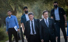 A swearing in ceremony for newly appointed judges at the President’s residence in Jerusalem, on September 15, 2026. (Chaim Goldberg/Flash90)