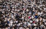 People attend the final Selichot prayers at the Western Wall in Jerusalem’s Old City, after midnight on September 20, 2026. (Chaim Goldberg/Flash90)