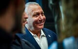 Gadi Eisenkot, leader of the Yashar party, at a campaign rally in Haifa, September 23, 2026. (Sharon Leibel/Flash90)