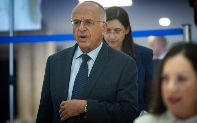 Chairman of the Central Elections Committee Supreme Court Justice Noam Sohlberg arrives for a hearing at the Central Elections Committee at the Knesset in Jerusalem, September 23, 2026. (Yonatan Sindel/Flash90)