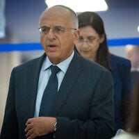 Chairman of the Central Elections Committee and Supreme Court Deputy President Noam Sohlberg arrives for a CEC hearing at the Knesset in Jerusalem on September 23, 2026. (Yonatan Sindel/Flash90)