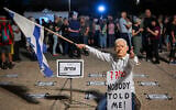 Protesters demonstrate against Prime Minister Benjamin Netanyahu and his government near the 'Sukkah of the Failure' event at Hostages Square in Tel Aviv, during the holiday of Sukkot, September 28, 2026. (Avshalom Sassoni/Flash90)