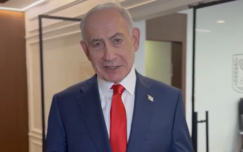 Prime Minister Benjamin Netanyahu makes a video announcement, September 23, 2026. (Screenshot)