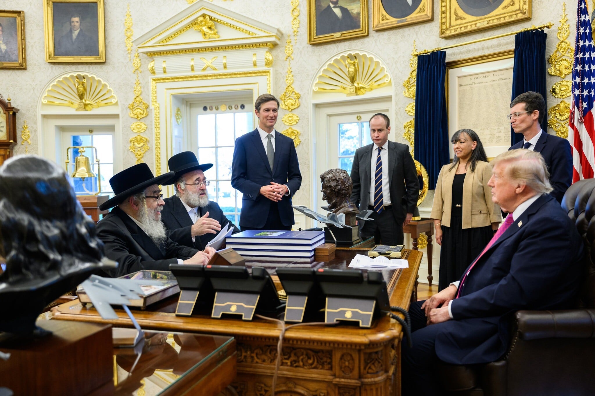 Hasidic rabbis met with President Trump at the White House, reportedly seeking help for yeshiva students facing IDF conscription