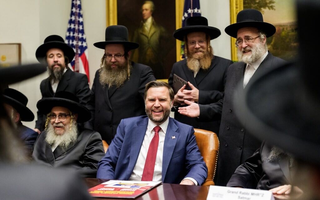 US Vice President JD Vance meets with a delegation of hasidic rabbis at the White House on September 3, 2026. (White House) US Vice President JD Vance meets with a delegation of hasidic rabbis at the White House on September 3, 2026. (White House)