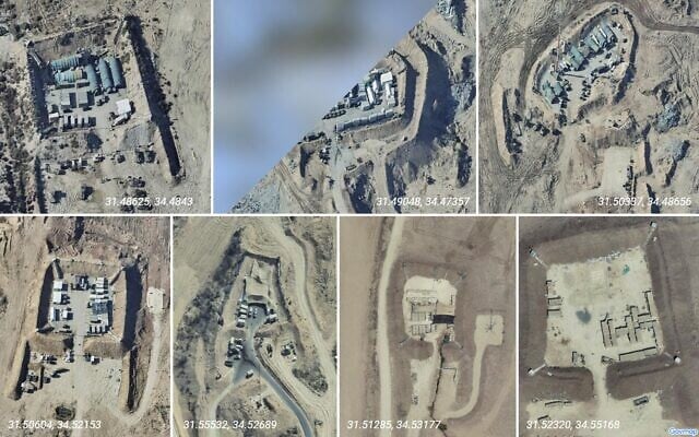 2025 aerial imagery published by govmap.gov.il shows seven Israeli military bases in the northern Gaza Strip. (govmap.gov.il via @Stinky915846091 on X)