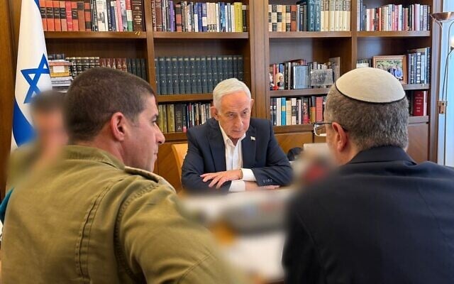 Prime Minister Benjamin Netanyahu holds a security consult with National Security Adviser Shmuel Ben Ezra and Military Secretary Maj. Gen. Guy Markizeno in his Jerusalem office on September 30, 2026. (GPO) Prime Minister Benjamin Netanyahu holds a security consult with National Security Adviser Shmuel Ben Ezra and Military Secretary Maj. Gen. Guy Markizeno in his Jerusalem office on September 30, 2026. (GPO)