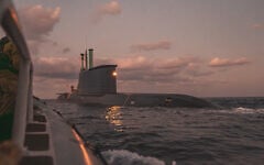 The Israeli Navy's INS Drakon submarine sails in the Mediterranean Sea, early September 24, 2026. (Israel Defense Forces)