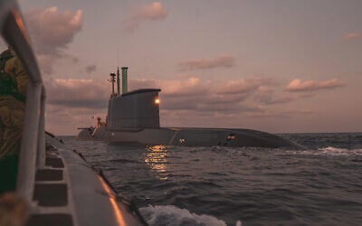 The Israeli Navy's INS Drakon submarine sails in the Mediterranean Sea, early September 24, 2026. (Israel Defense Forces)