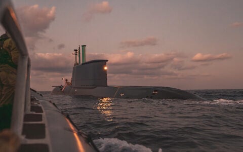 The Israeli Navy's INS Drakon submarine sails in the Mediterranean Sea, early September 24, 2026. (Israel Defense Forces)