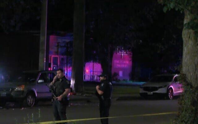 Canadian police at the scene of a shooting near Sons of Jacob Synagogue in Belleville, Ontario, September 20, 2026. (Screenshot/CBC)