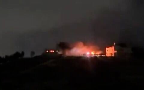 Homes on the outskirts of the Palestinian village of Jalud that were reportedly torched by settlers on September 29, 2026. (Screen capture/X)