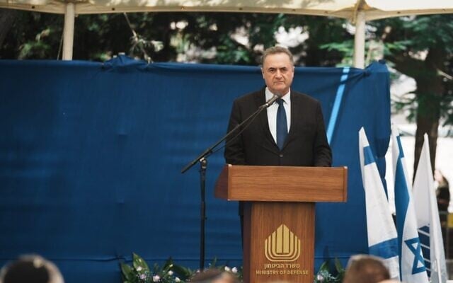 Defense Minister Israel Katz speaks at a Rosh Hashana toast at the Defense Ministry in Tel Aviv, September 3, 2026. (Elad Malka/Defense Ministry) Defense Minister Israel Katz speaks at a Rosh Hashana toast at the Defense Ministry in Tel Aviv, September 3, 2026. (Elad Malka/Defense Ministry)