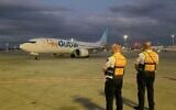 A flydubai rescue flight lands at Ben Gurion Airport on September 30, 2026. (Magen David Adom)