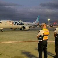 A flydubai rescue flight lands at Ben Gurion Airport on September 30, 2026. (Magen David Adom)