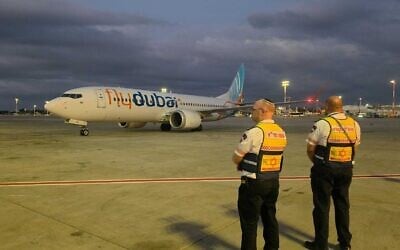 A flydubai rescue flight lands at Ben Gurion Airport on September 30, 2026. (Magen David Adom) A flydubai rescue flight lands at Ben Gurion Airport on September 30, 2026. (Magen David Adom)