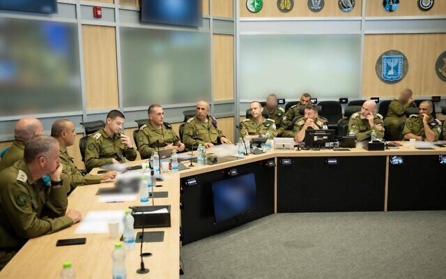 IDF Chief of Staff Lt. Gen. Eyal Zamir and the military's General Staff are seen at the IDF's main command center, September 6, 2026. (Israel Defense Forces)