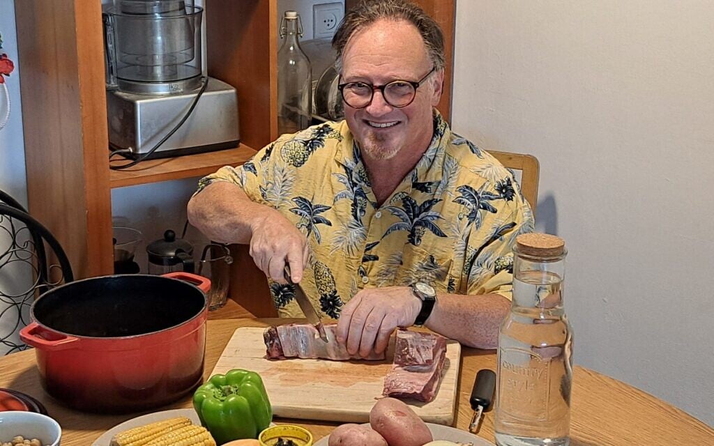 Joel Haber cooks a Shabbat stew, 2026 (Courtesy) Joel Haber cooks a Shabbat stew, 2026 (Courtesy)
