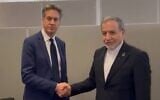 British Foreign Secretary Ed Miliband and Iranian Foreign Minister Abbas Araghchi meet on the UN General Assembly sidelines on September 25, 2026. (Screen capture/X)
