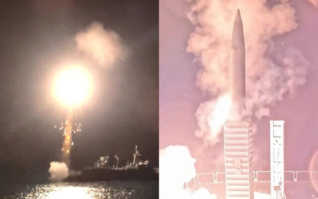 The German Navy carries out a test with the Israeli-made LORA ballistic missile system in the North Atlantic, in footage published September 2, 2026. (Via Deutsche Marine on Instagram)
