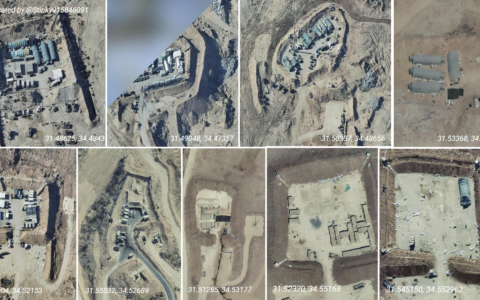 2025 aerial imagery published by govmap.gov.il shows nine Israeli military bases in the northern Gaza Strip. (govmap.gov.il via @Stinky915846091 on X)