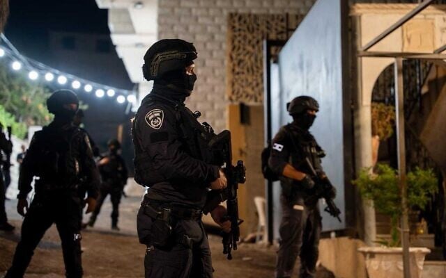 Israel Police officers operate in Nazareth amid raids targeting organized crime, September 2-4, 2026. (Israel Police) Israel Police officers operate in Nazareth amid raids targeting organized crime, September 2-4, 2026. (Israel Police)