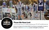Visitors at a memorial for those killed in the October 7, 2023, massacre. (AP photo/ Ariel Schalit/ Graphic by Times of Israel)