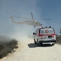 The scene of a suspected stabbing attack at the West Bank farming outpost Maoz Yehuda settlement farm on September 7, 2026 (Magen David Adom)