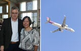 Arkia CEO Oz Berlowitz with  Philippine Ambassador to Israel Aileen Mendiola (left) as Israeli airline announces launch of direct route to Manila. (Courtesy of Arkia, Yossi Aloni FLASH90)
