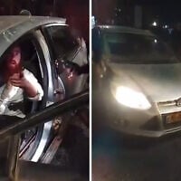An armed Israeli settler, an off-duty reservist, is detained by Palestinian Authority police near the West Bank village of Beitunia, August 23. (Social media; used in accordance with Clause 27a of the Copyright Law)