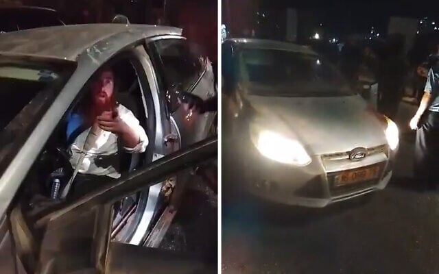 An armed Israeli settler, an off-duty reservist, is detained by Palestinian Authority police near the West Bank village of Beitunia, August 23. (Social media; used in accordance with Clause 27a of the Copyright Law)