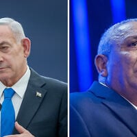 Prime Minister Benjamin Netanyahu (L) in Jerusalem on September 7 and Yashar leader Gadi Eisenkot in Rosh HaAyin on September 7, 2026. (Chaim Goldberg/FLASH90)