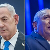Prime Minister Benjamin Netanyahu (L) in Jerusalem on September 7 and Yashar leader Gadi Eisenkot in Rosh HaAyin on September 7, 2026. (Chaim Goldberg/FLASH90)