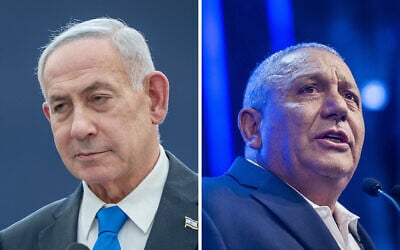Prime Minister Benjamin Netanyahu (L) in Jerusalem on September 7 and Yashar leader Gadi Eisenkot in Rosh HaAyin on September 7, 2026. (Chaim Goldberg/FLASH90) Prime Minister Benjamin Netanyahu (L) in Jerusalem on September 7 and Yashar leader Gadi Eisenkot in Rosh HaAyin on September 7, 2026. (Chaim Goldberg/FLASH90)