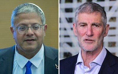Itamar Ben Gvir (left) and Yair Golan. (Yonatan Sindel/Flash90, Avshalom Sassoni/Flash90)
