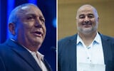 Yashar party chair Gadi Eisenkot (L) in Rosh HaAyin, September 7, 2026, and Ra'am party chair Mansour Abbas in Jerusalem, September 7, 2026. (Chaim Goldberg/Flash90, Yonatan Sindel/Flash90)