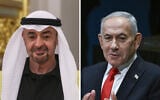 L: President of the United Arab Emirates, Sheikh Mohamed bin Zayed Al Nahyan. R: Prime Minister Benjamin Netanyahu. (Maxim Shipenkov/Pool Photo via AP, Arie Leib Abrams/Flash90)