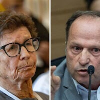 L: Former hostage Yocheved Lifshitz at the Knesset, August 12, 2025. R: Itzik Bonzel speaks during a House committee meeting at the Knesset, June 15, 2026. (Chaim Goldberg/Flash90, Yonatan Sindel/Flash90)