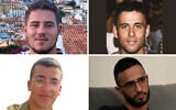 Clockwise from top left: Omer Neutra, Oz Daniel, Shaked Dahan, Nimrod Cohen. (Courtesy, IDF, Channel 12 screenshot)