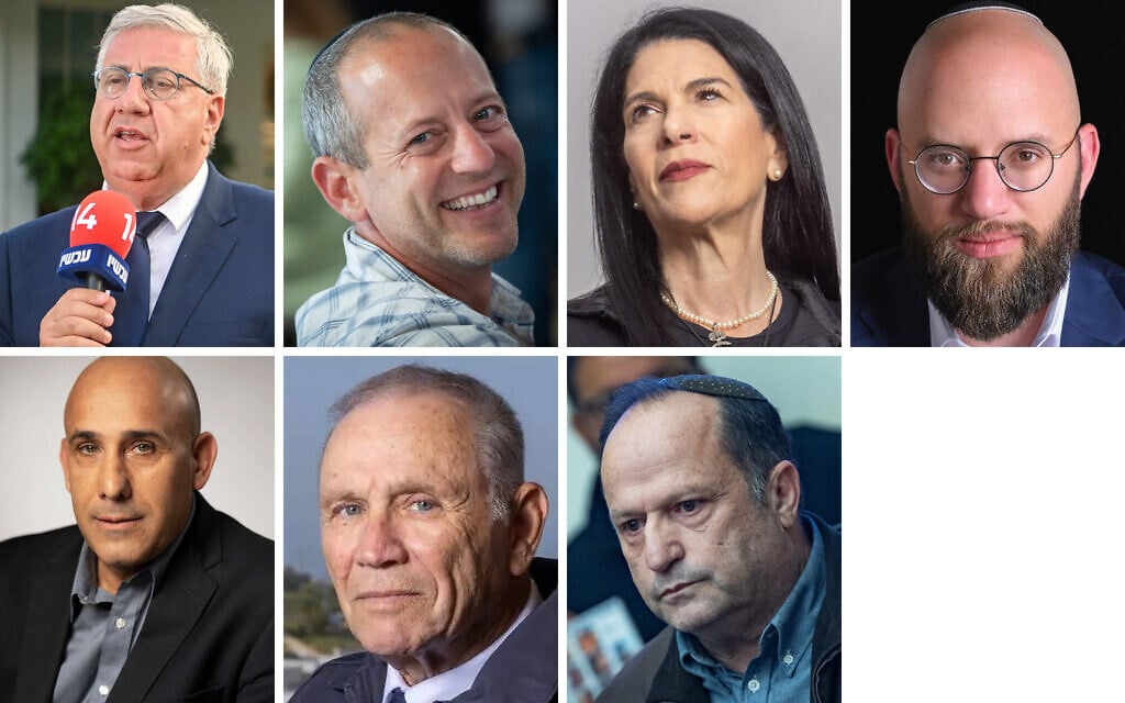 The candidates receiving reserved slots on Likud's Knesset slate, as chosen by Prime minister Netanyahu -- Top row, left to right: Jacob Bardugo, Elisha Madan, Talik Gvili, David Peter; Bottom row, left to right: Amir Avivi, Eli Golschmidt, Itzik Bunzel. (Arie Leib Abrams/Flash90, Yonatan Sindel/Flash90, Yossi Aloni/FLASH90, Rami Zrenger)