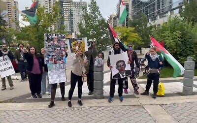 An anti-Israel protest outside a Yom Kippur service in Toronto, September 21, 2026. (X/Neil Herland) An anti-Israel protest outside a Yom Kippur service in Toronto, September 21, 2026. (X/Neil Herland)