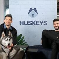 Itai Gafni (left) and Roy Weisfeld, co-founders of Israeli cybersecurity startup Huskeys in Tel Aviv. (Yair Glazer)
