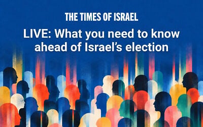 On Sunday, October 25, at 17:00 IST, ToI’s political correspondent Ariela Karmel and deputy editor Amanda Borschel-Dan present the latest polls and review all viable parties vying for the Knesset. (ToI) On Sunday, October 25, at 17:00 IST, ToI’s political correspondent Ariela Karmel and deputy editor Amanda Borschel-Dan present the latest polls and review all viable parties vying for the Knesset. (ToI)