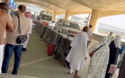 Ambulance outside of Riyadh airport after a loud blast was heard