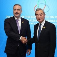 Turkish Foreign Minister Hakan Fidan (L) meets with Chinese Foreign Minister Wang Yi (R) on the sidelines of the 7th CICA Summit in Baku, Azerbaijan, on October 15, 2026. (Turkish Foreign Ministry/Handout / Anadolu) Turkish Foreign Minister Hakan Fidan (L) meets with Chinese Foreign Minister Wang Yi (R) on the sidelines of the 7th CICA Summit in Baku, Azerbaijan, on October 15, 2026. (Turkish Foreign Ministry/Handout / Anadolu)
